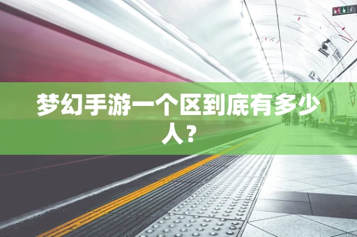 梦幻手游一个区到底有多少人？
